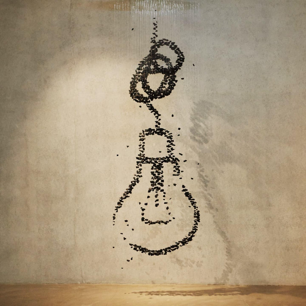 Arsilus Chandelier sculptural en pierre charbon, lettres de G à L - Neutralighting