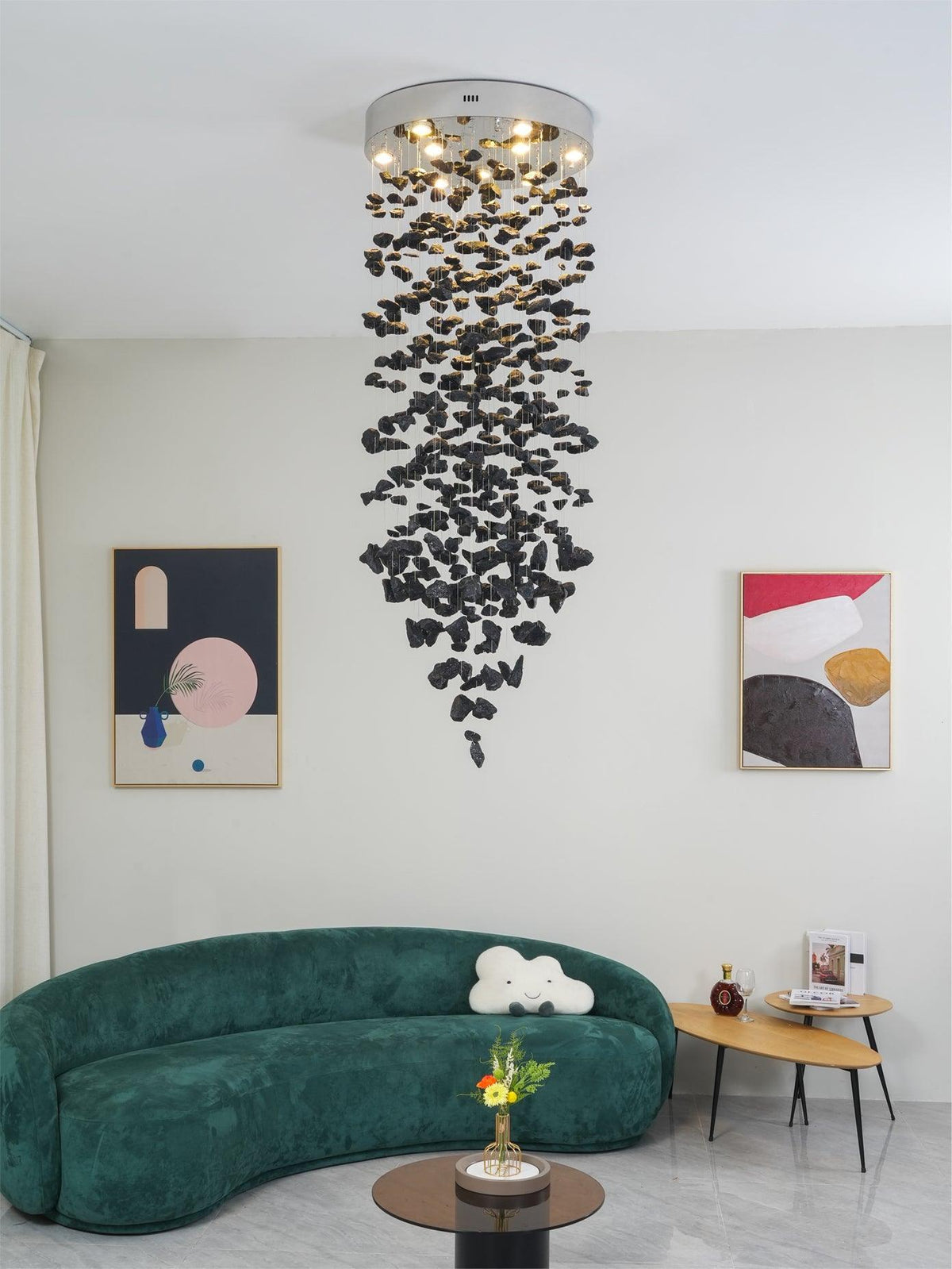 Arsilus Chandelier Sculptural en Pierre Charbon Lettres de S à Z - Neutralighting