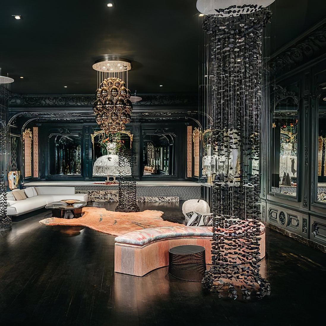 Arsilus Chandelier sculptural en pierre charbon, lettres de G à L - Neutralighting