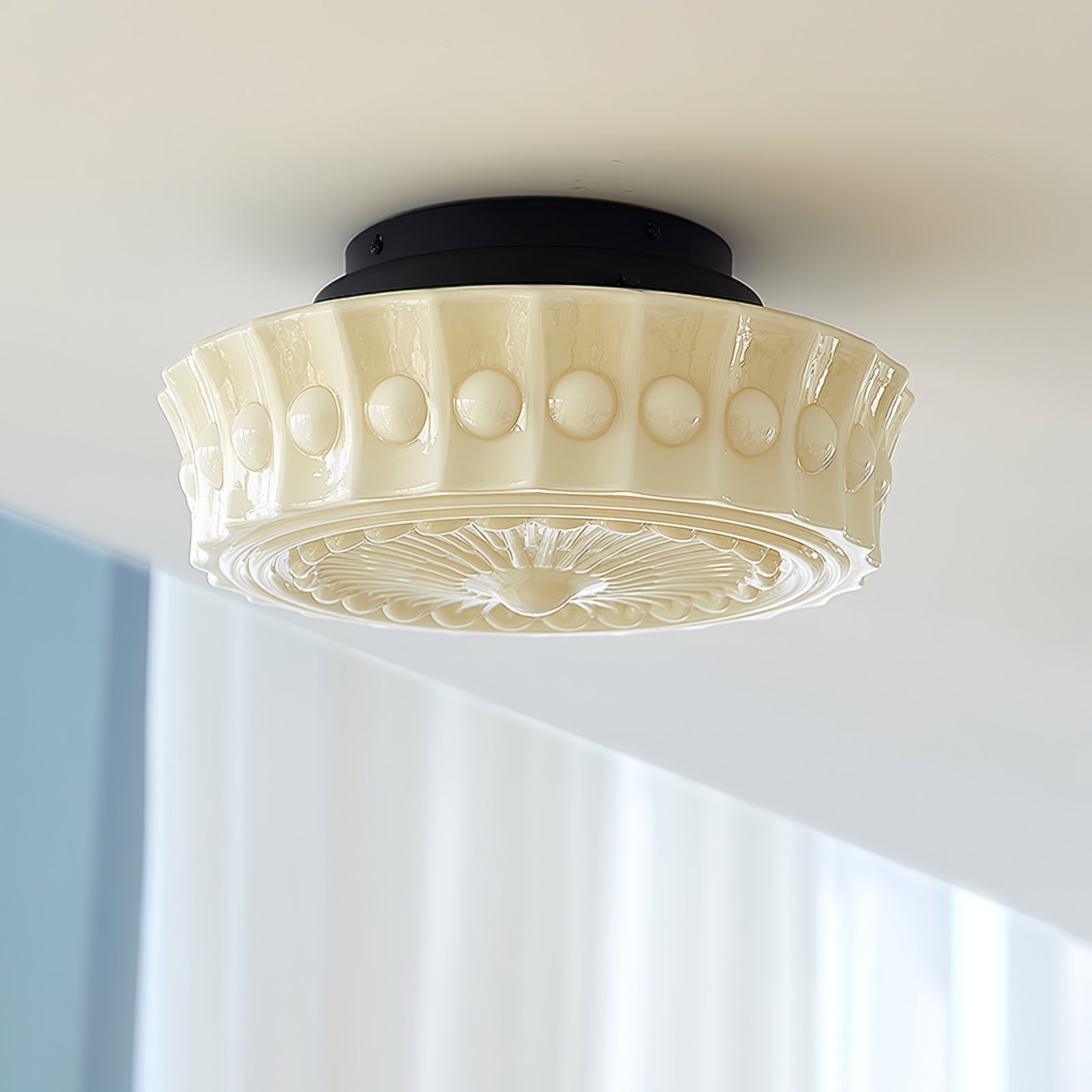 Solara Plafonnier en Verre Blanc Floral pour Salon - Neutralighting