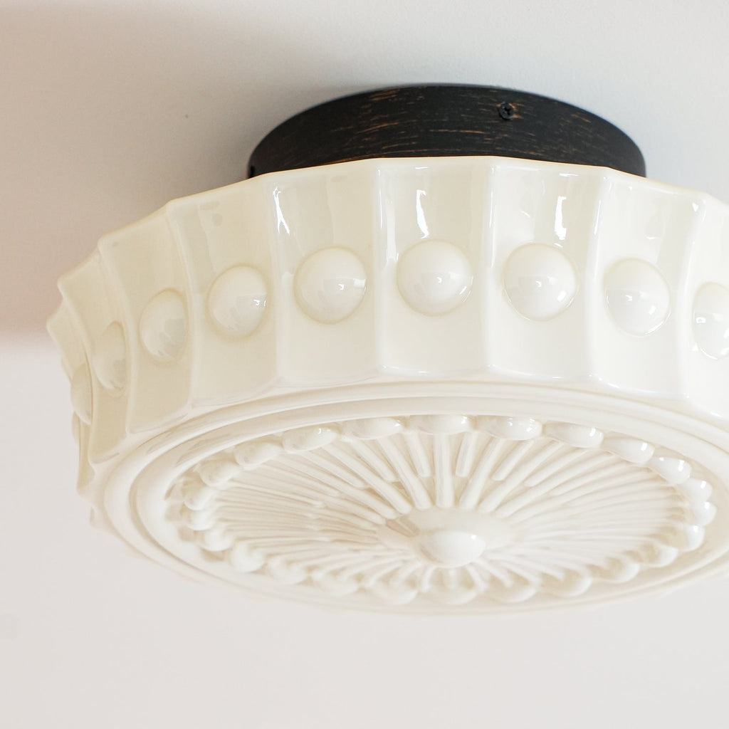 Solara Plafonnier en Verre Blanc Floral pour Salon - Neutralighting