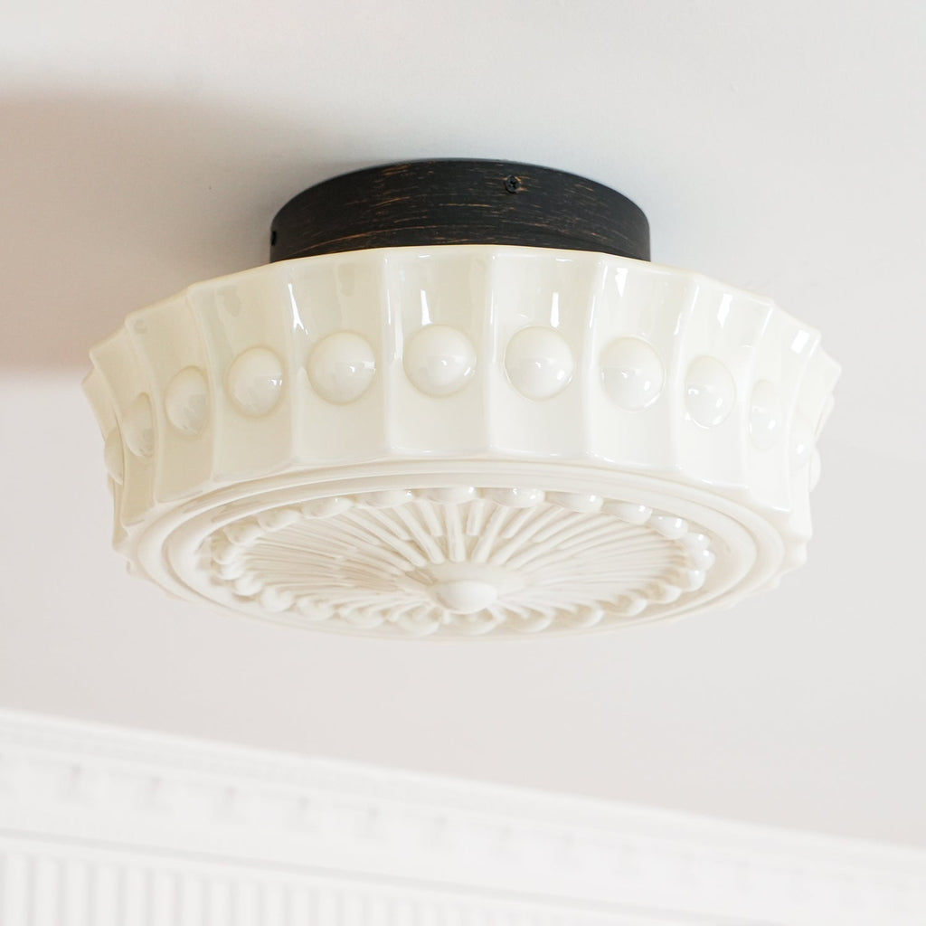 Solara Plafonnier en Verre Blanc Floral pour Salon - Neutralighting