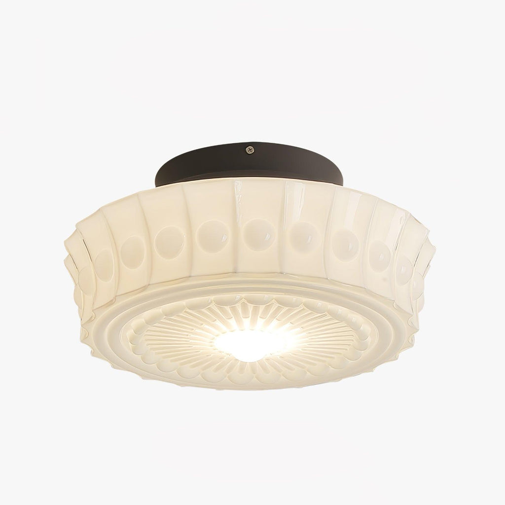 Solara Plafonnier en Verre Blanc Floral pour Salon - Neutralighting