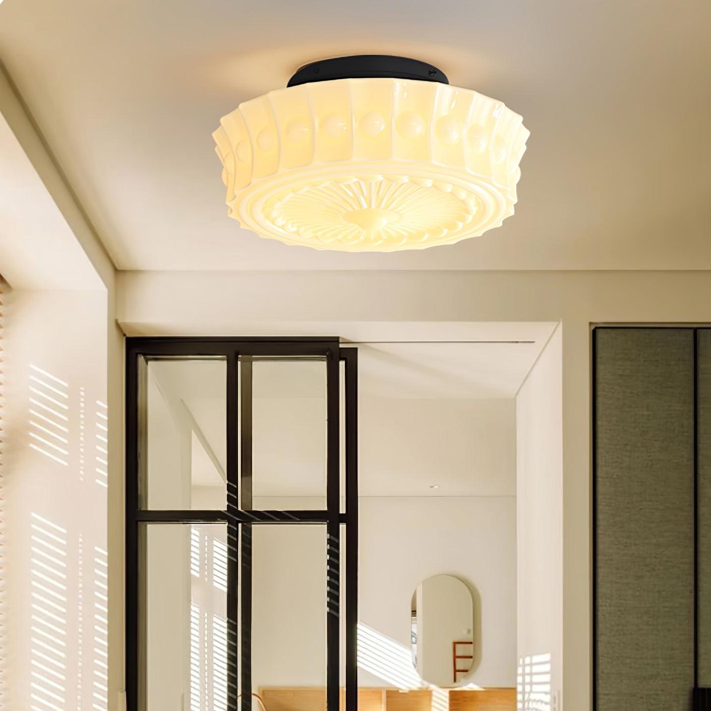 Solara Plafonnier en Verre Blanc Floral pour Salon - Neutralighting
