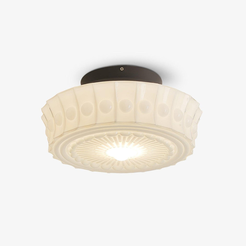 Solara Plafonnier en Verre Blanc Floral pour Salon - Neutralighting