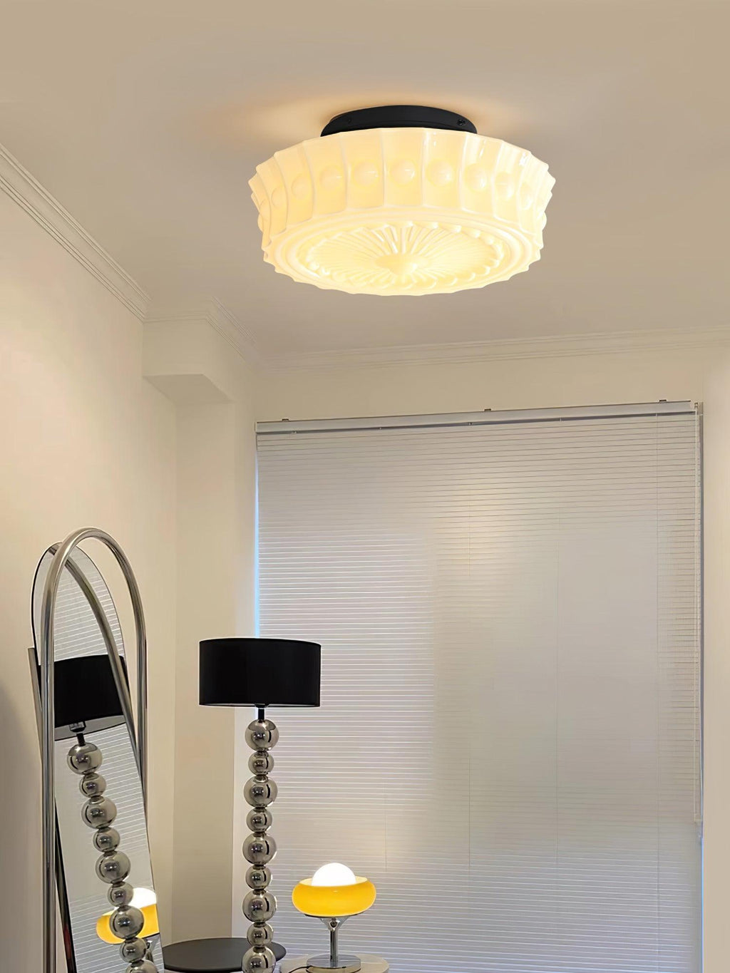 Solara Plafonnier en Verre Blanc Floral pour Salon - Neutralighting