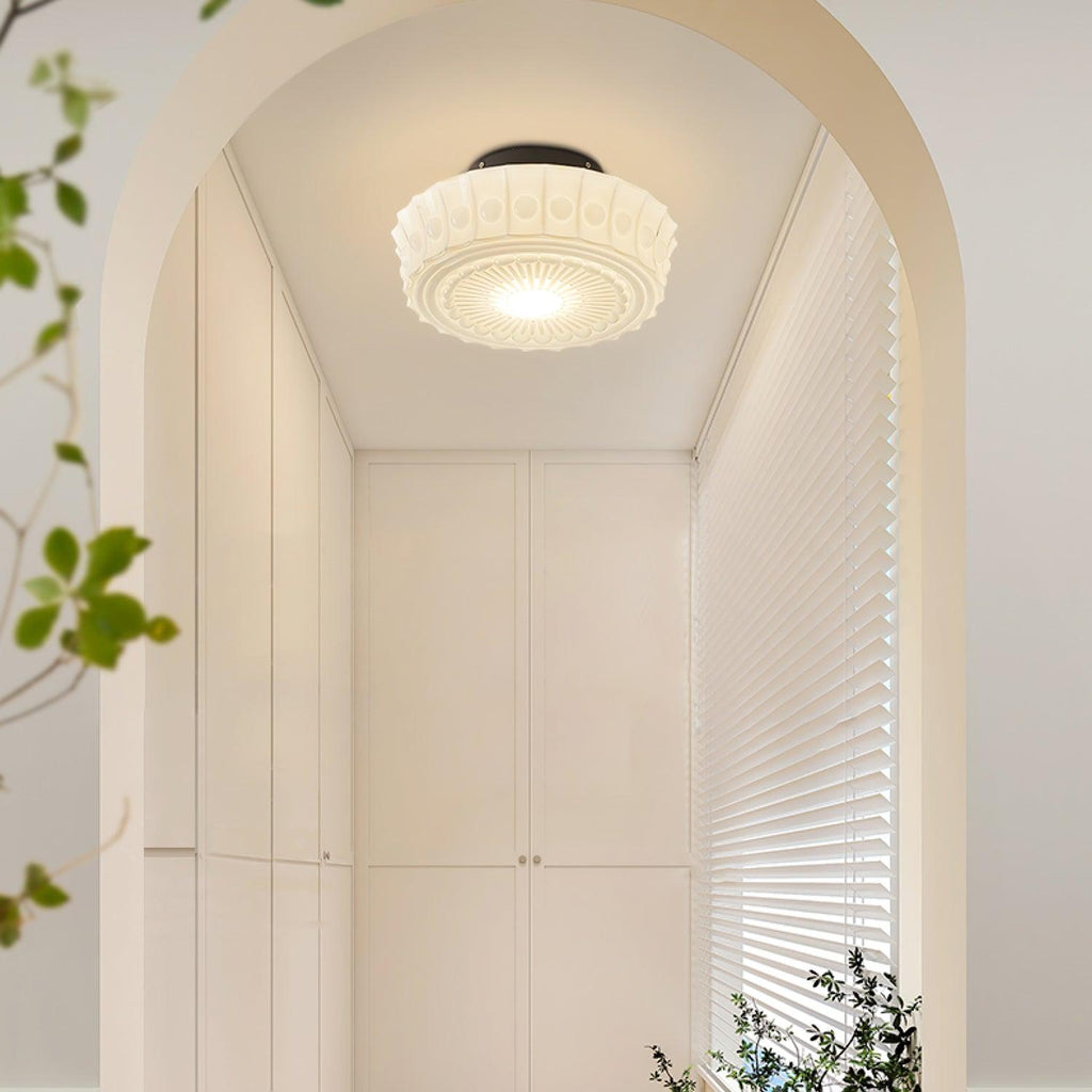 Solara Plafonnier en Verre Blanc Floral pour Salon - Neutralighting