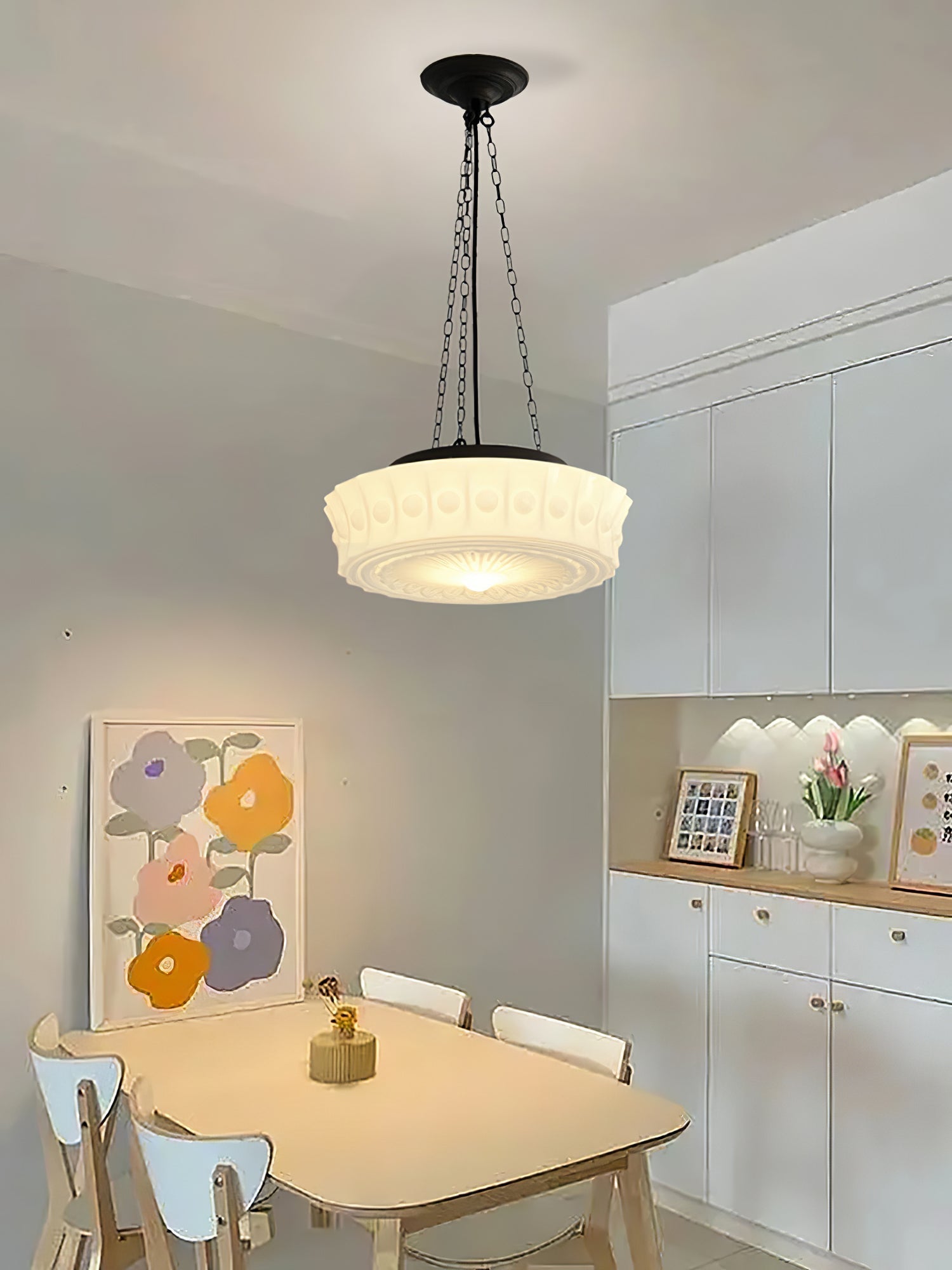 Solara Suspension en Chaîne Verre Blanc - Neutralighting