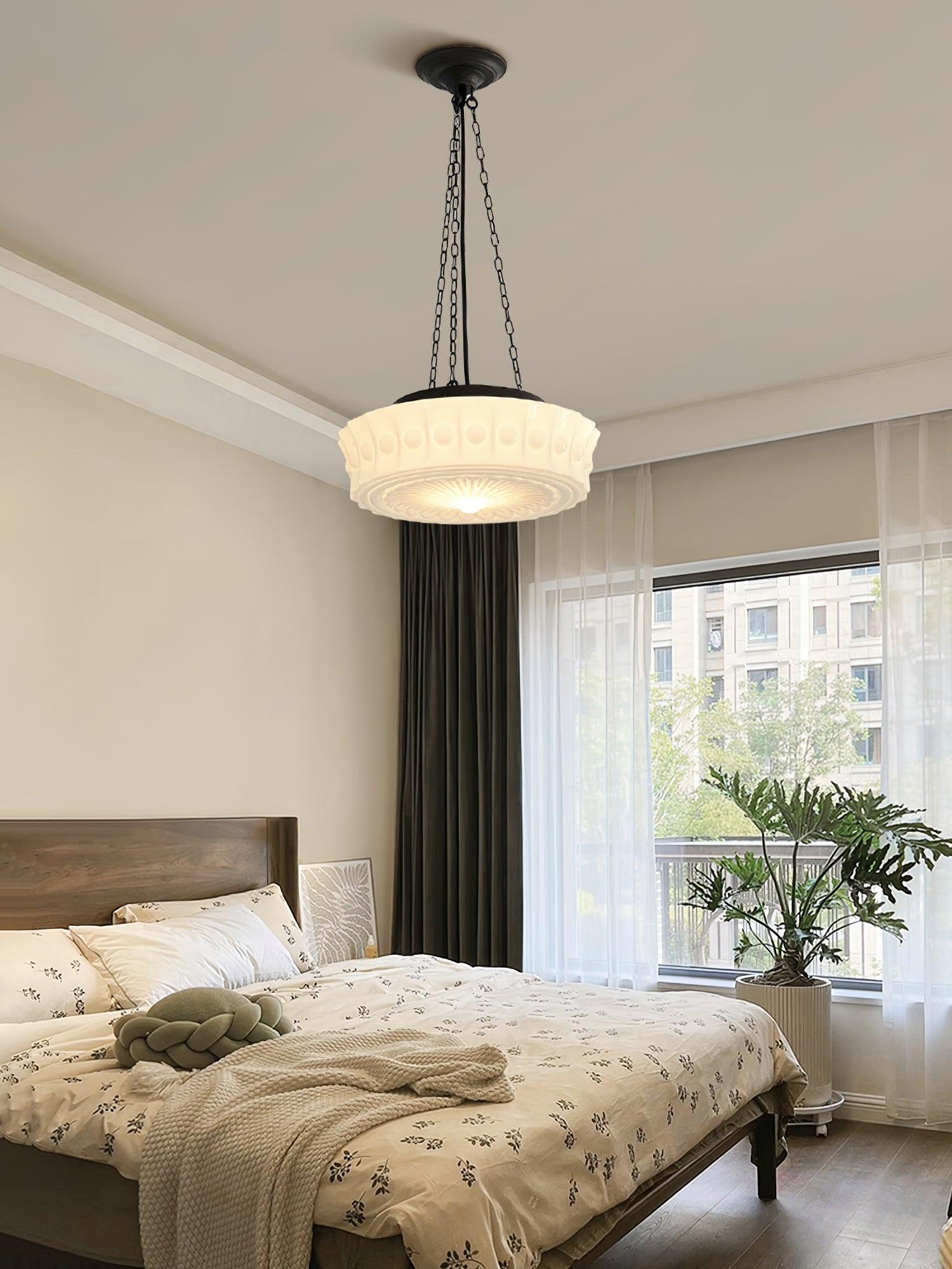 Solara Suspension en Chaîne Verre Blanc - Neutralighting