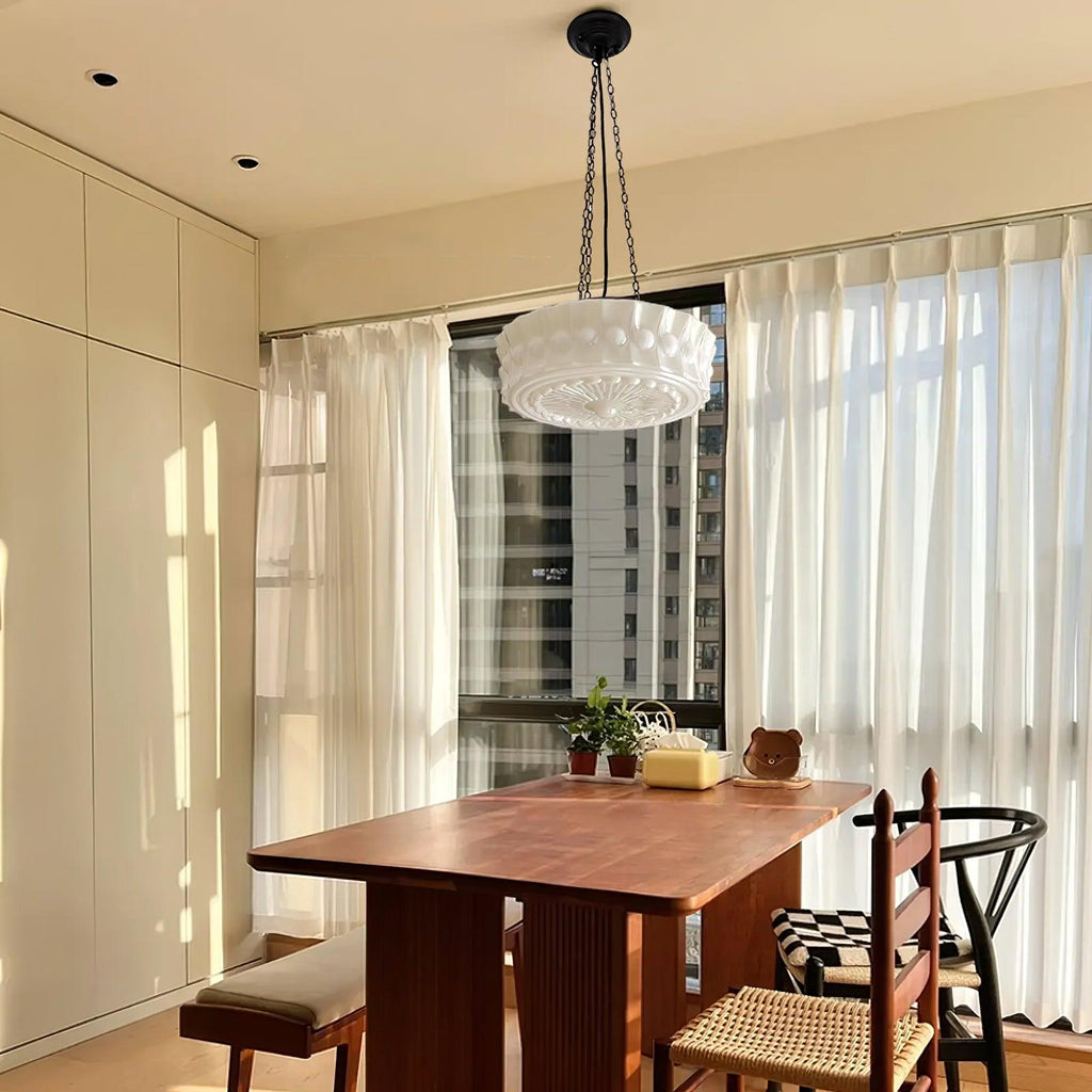 Solara Suspension en Chaîne Verre Blanc - Neutralighting