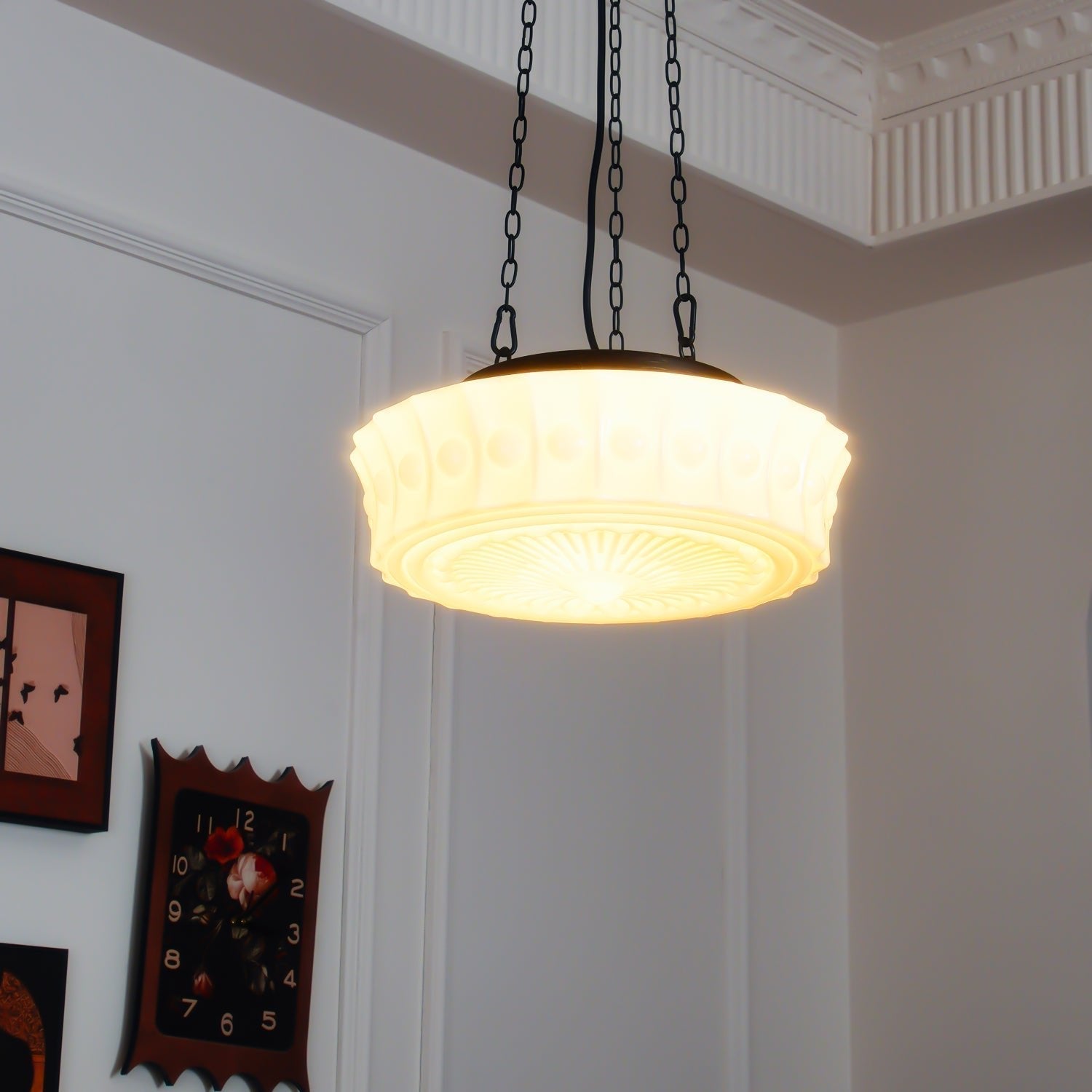 Solara Suspension en Chaîne Verre Blanc - Neutralighting