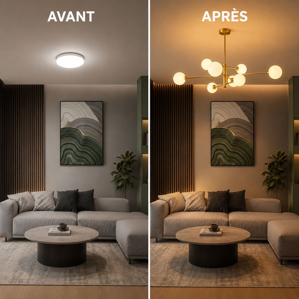 Truva Lustre Bulle Moderne Cuivre Verre Cuivre Salon