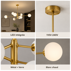 Truva Lustre Bulle Moderne Cuivre Verre Cuivre Salon