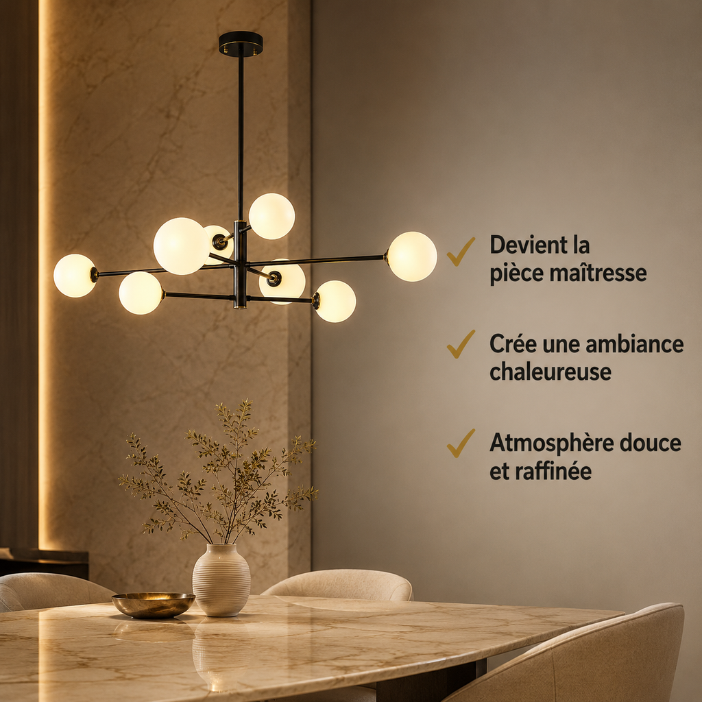 Truva Lustre Bulle Moderne Cuivre Verre Cuivre Salon
