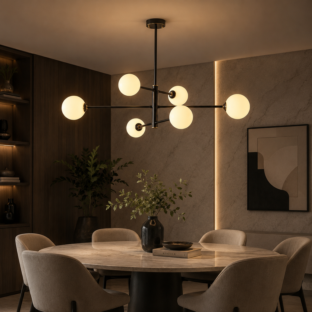 Truva Lustre Bulle Moderne Cuivre Verre Cuivre Salon