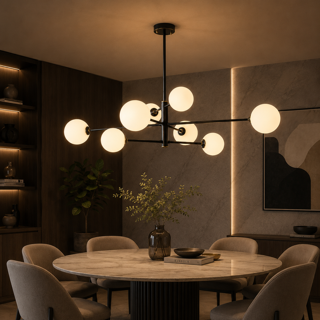 Truva Lustre Bulle Moderne Cuivre Verre Cuivre Salon