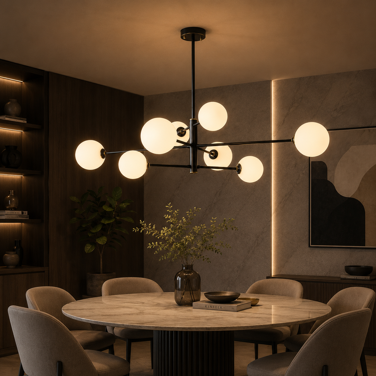 Truva Lustre Bulle Moderne Cuivre Verre Cuivre Salon