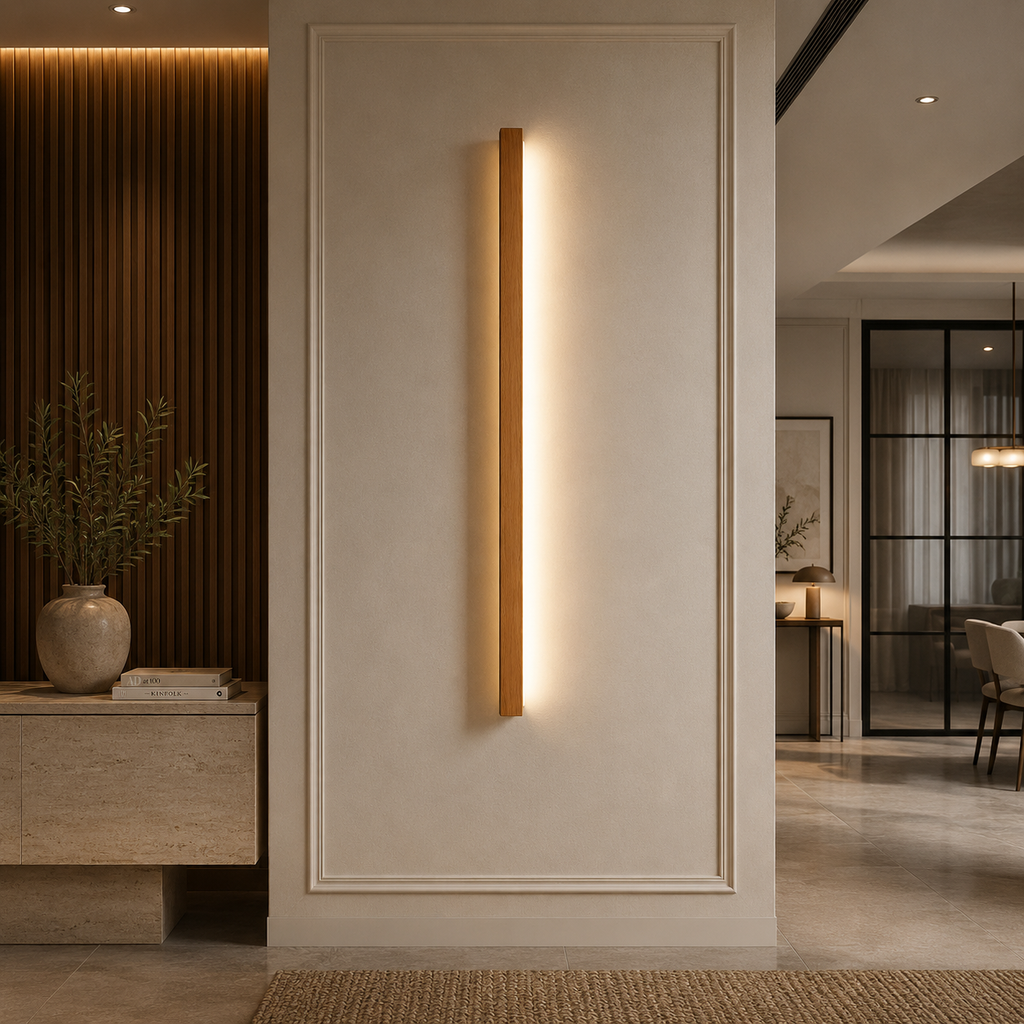 Dwyn Applique Murale Miroir Linéaire Minimaliste Bois Salon