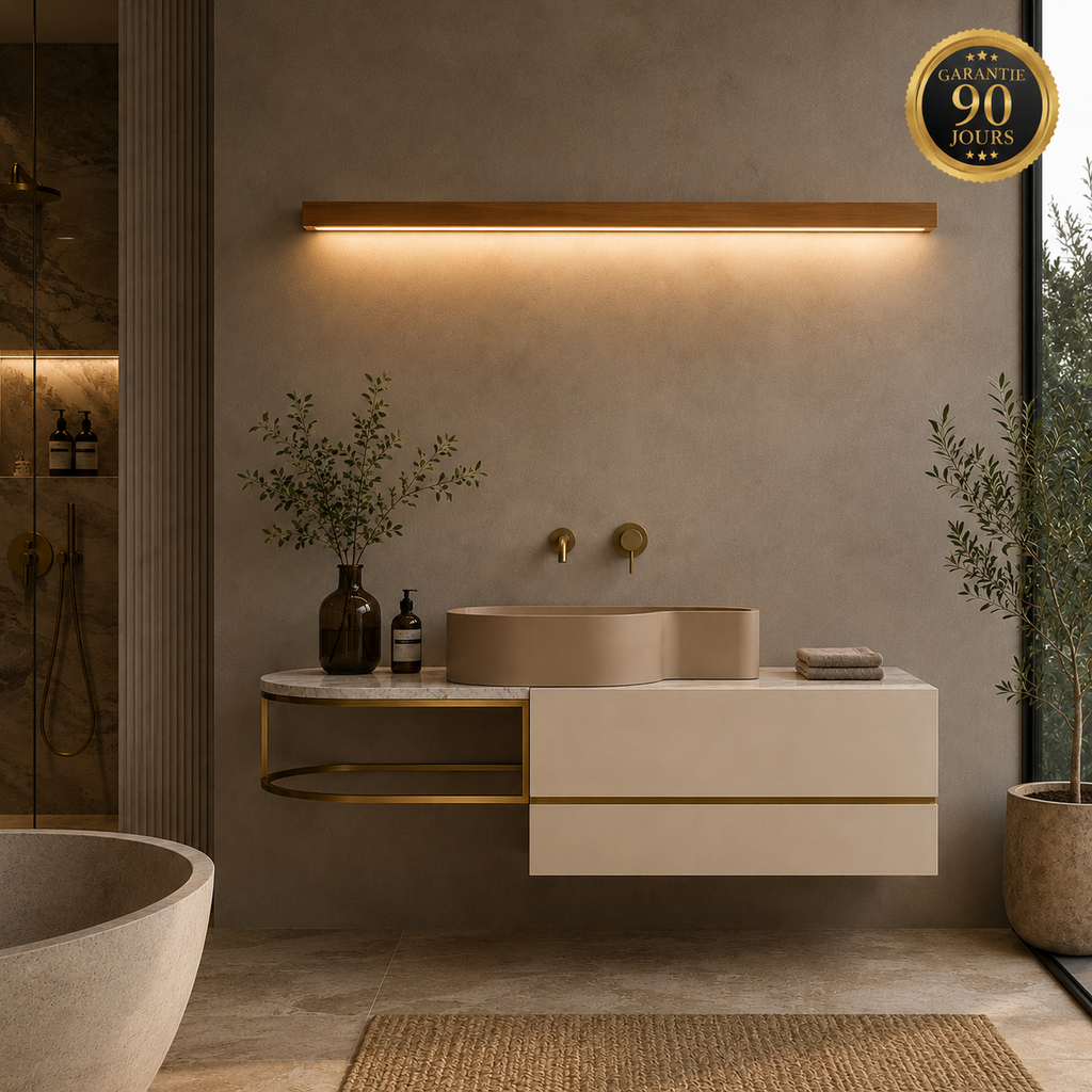 Dwyn Applique Murale Miroir Linéaire Minimaliste Bois Salon
