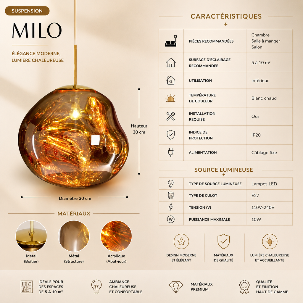 Milo Suspension Moderne Coloré Irregulier