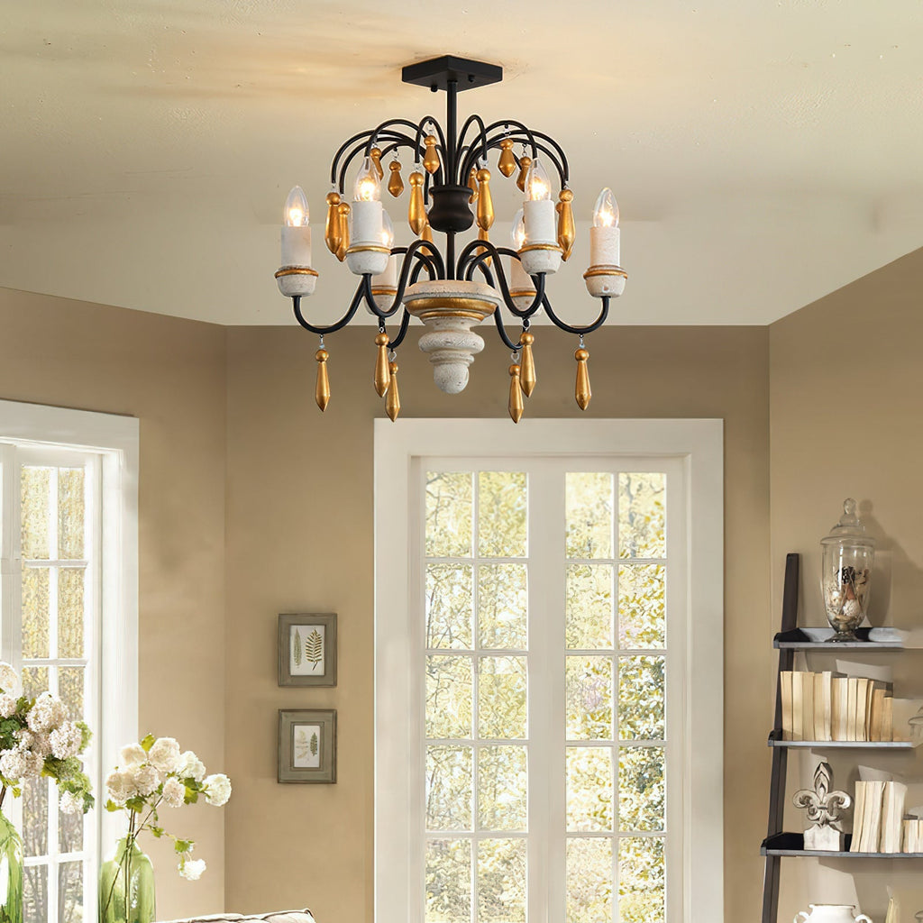 Noble Niche Chandelier en Bois et Métal Vintage - Neutralighting