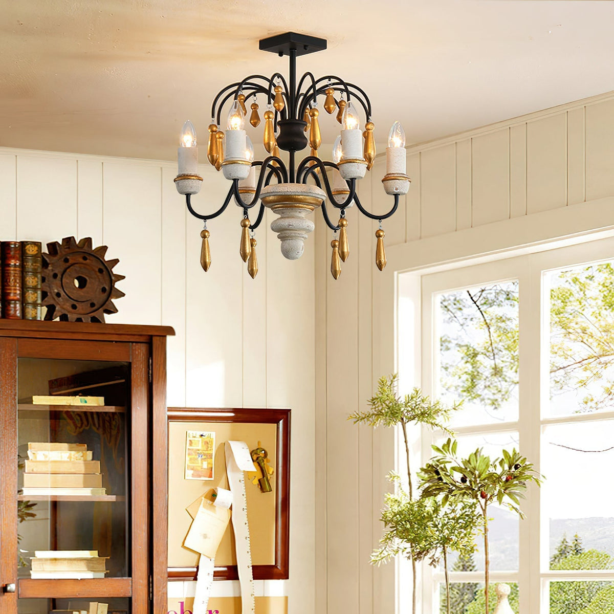 Noble Niche Chandelier en Bois et Métal Vintage - Neutralighting