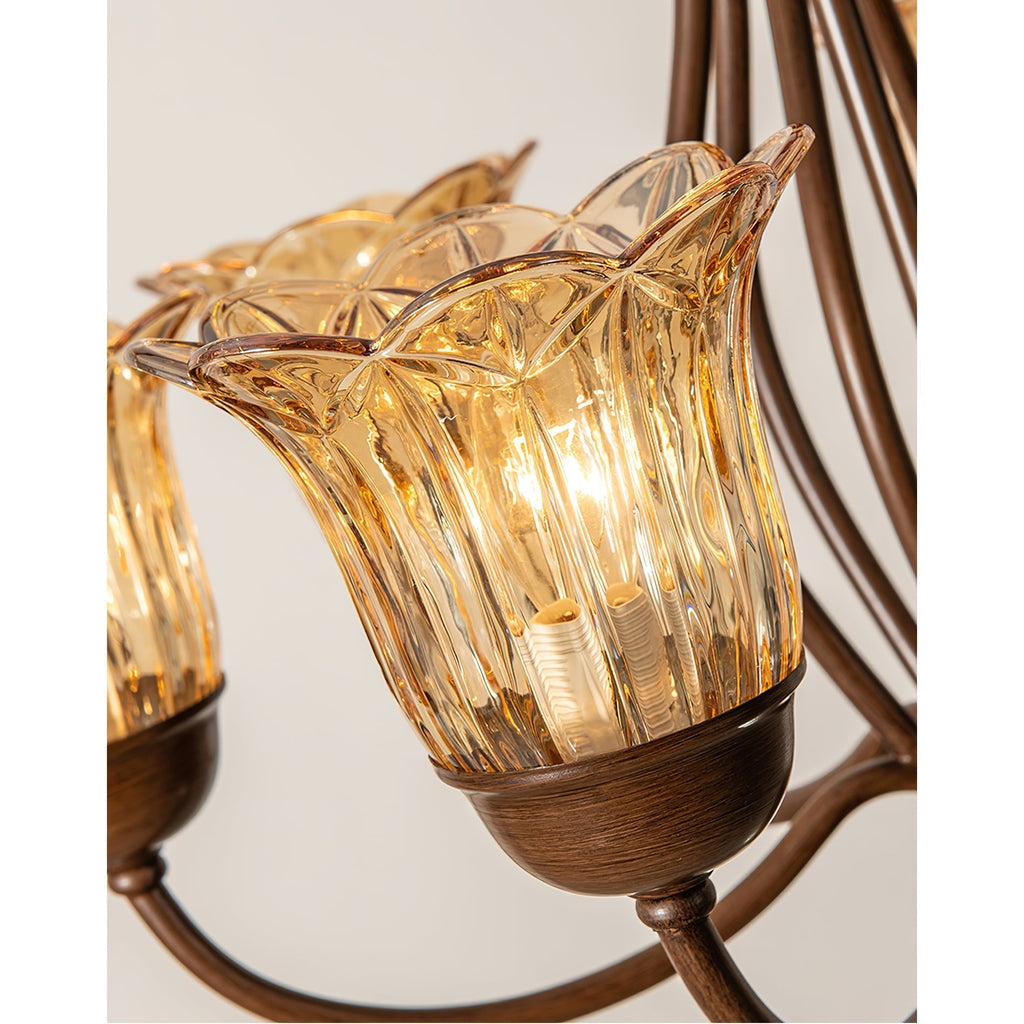 Brume Lustre Vintage Industriel Métal Verre Ambre - Neutralighting