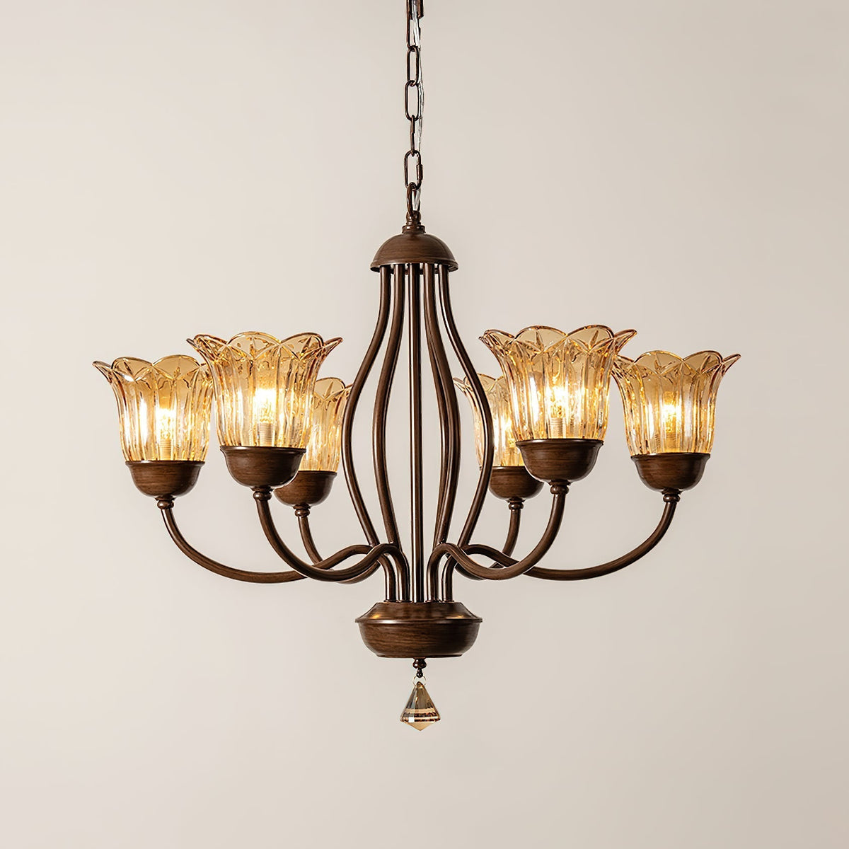 Brume Lustre Vintage Industriel Métal Verre Ambre - Neutralighting