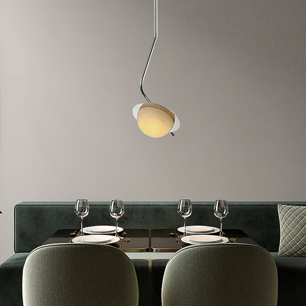Ivvaros Lampe Suspension Chic Moderne Minimaliste Acier Inoxydable Alabastre - Neutralighting