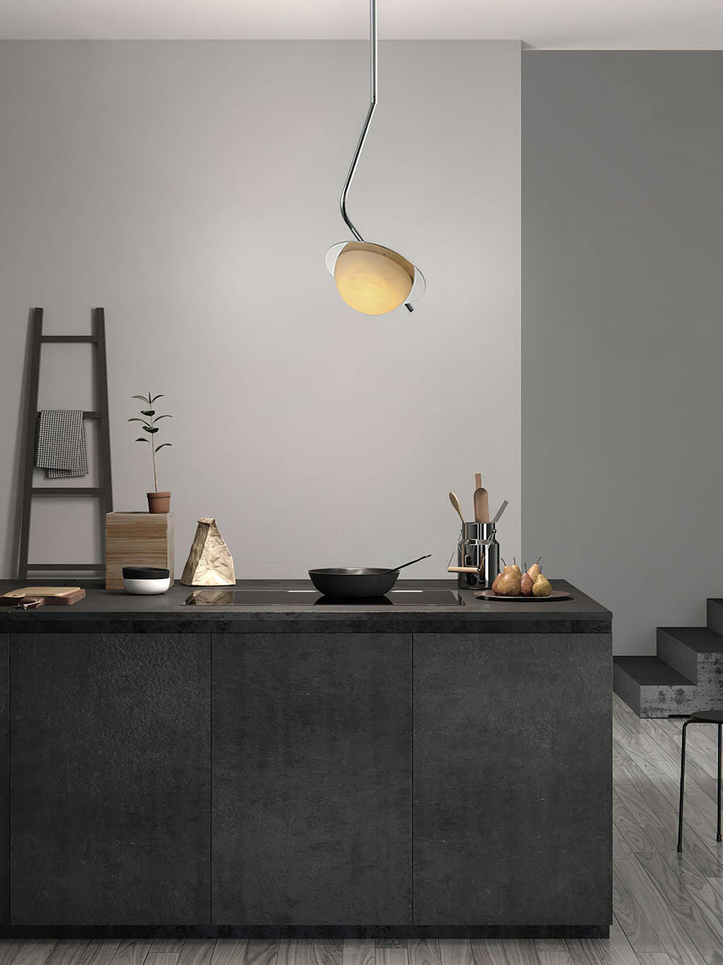 Ivvaros Lampe Suspension Chic Moderne Minimaliste Acier Inoxydable Alabastre - Neutralighting