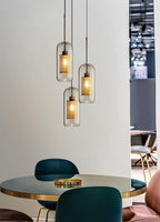 Lustra Lustre Suspendu En Verre Maillage Doré Pour Salle À Manger - Neutralighting