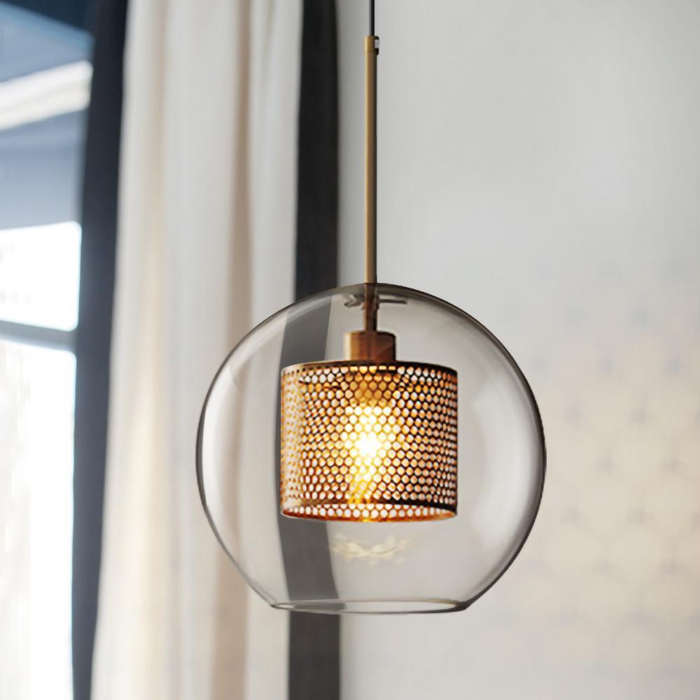 Lustra Lustre Suspendu En Verre Maillage Doré Pour Salle À Manger - Neutralighting
