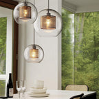 Lustra Lustre Suspendu En Verre Maillage Doré Pour Salle À Manger - Neutralighting