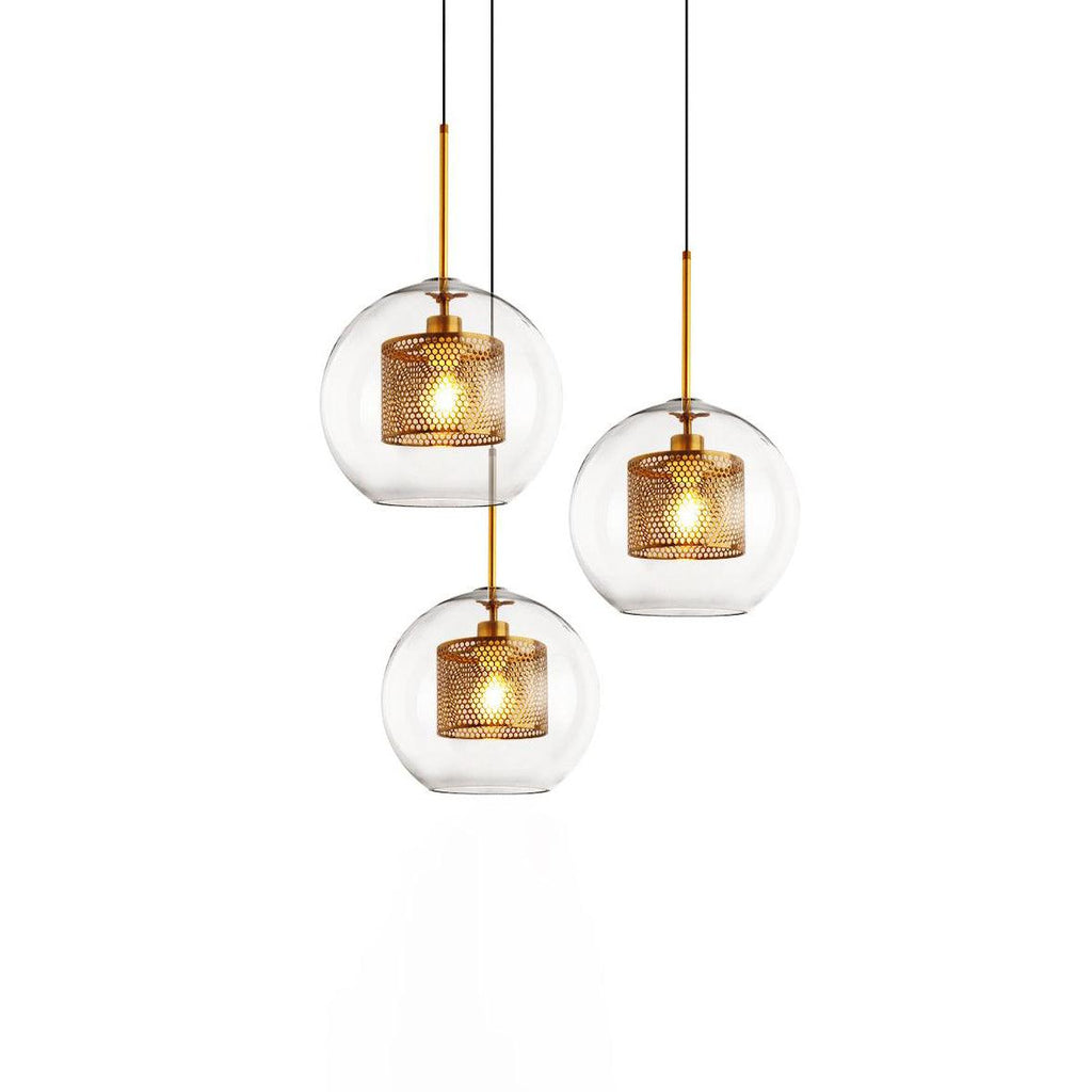 Lustra Lustre Suspendu En Verre Maillage Doré Pour Salle À Manger - Neutralighting