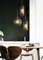 Lustra Lustre Suspendu En Verre Maillage Doré Pour Salle À Manger - Neutralighting