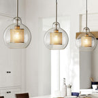 Lustra Lustre Suspendu En Verre Maillage Doré Pour Salle À Manger - Neutralighting
