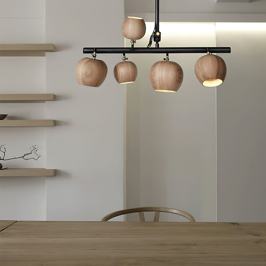 Avelira Suspension Linéaire Globe Bois Rustique - Neutralighting