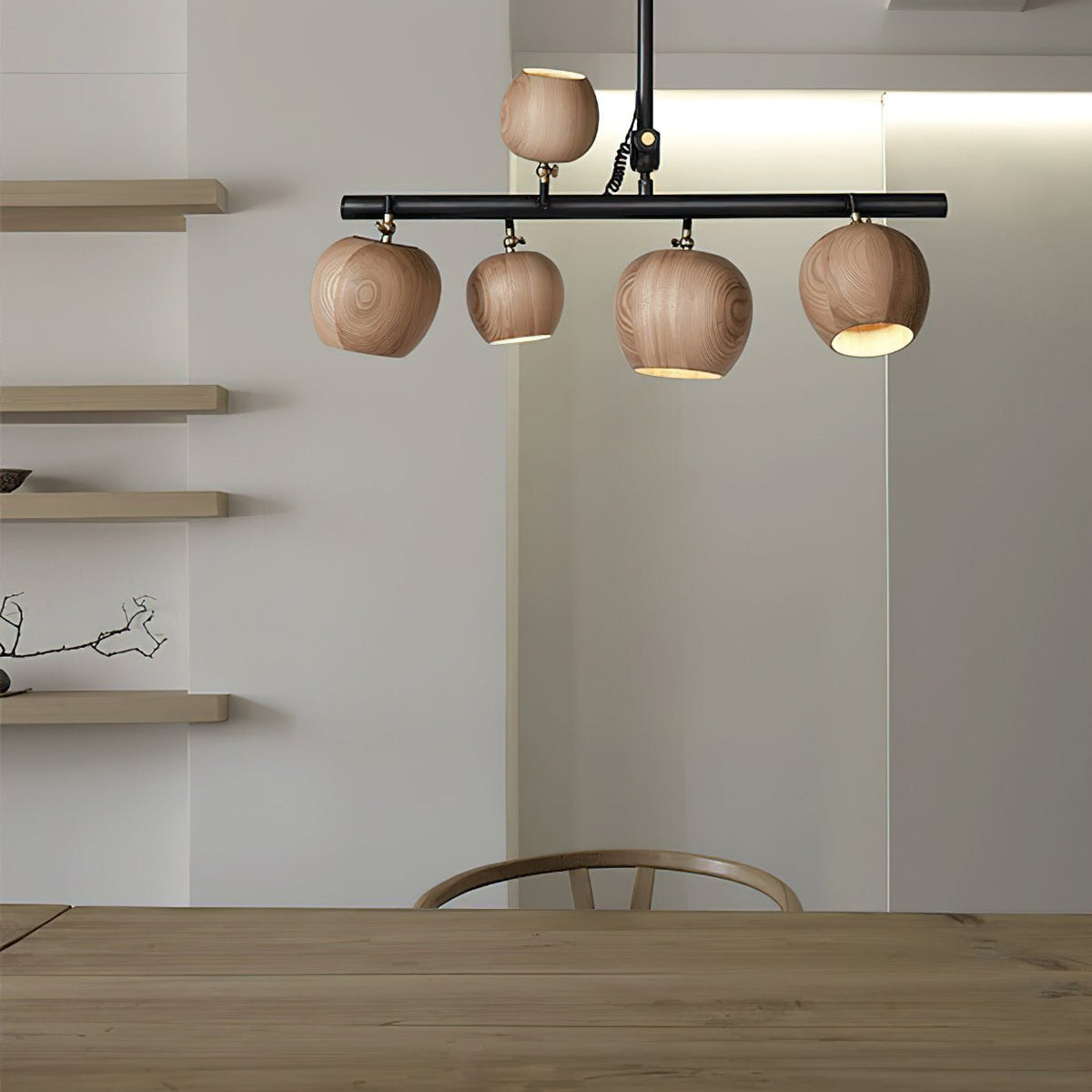 Avelira Suspension Linéaire Globe Bois Rustique - Neutralighting