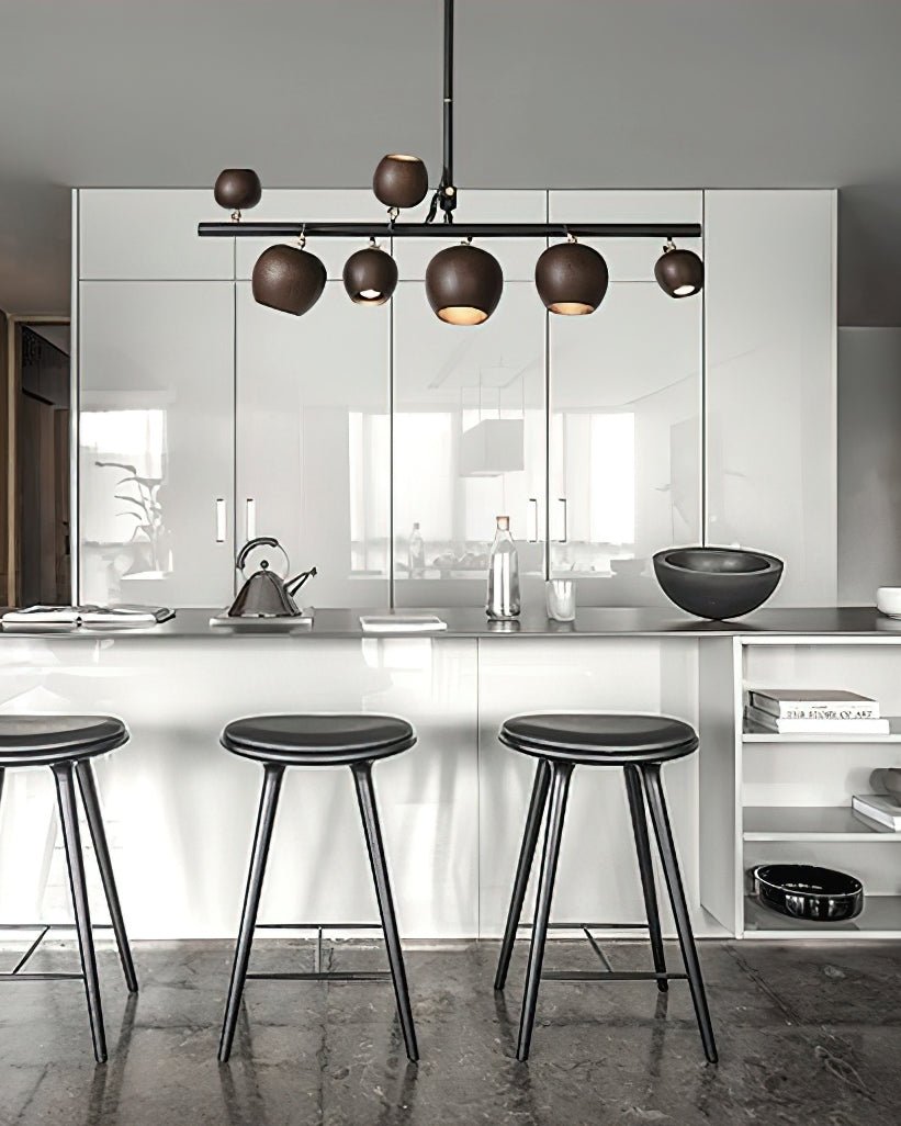 Avelira Suspension Linéaire Globe Bois Rustique - Neutralighting