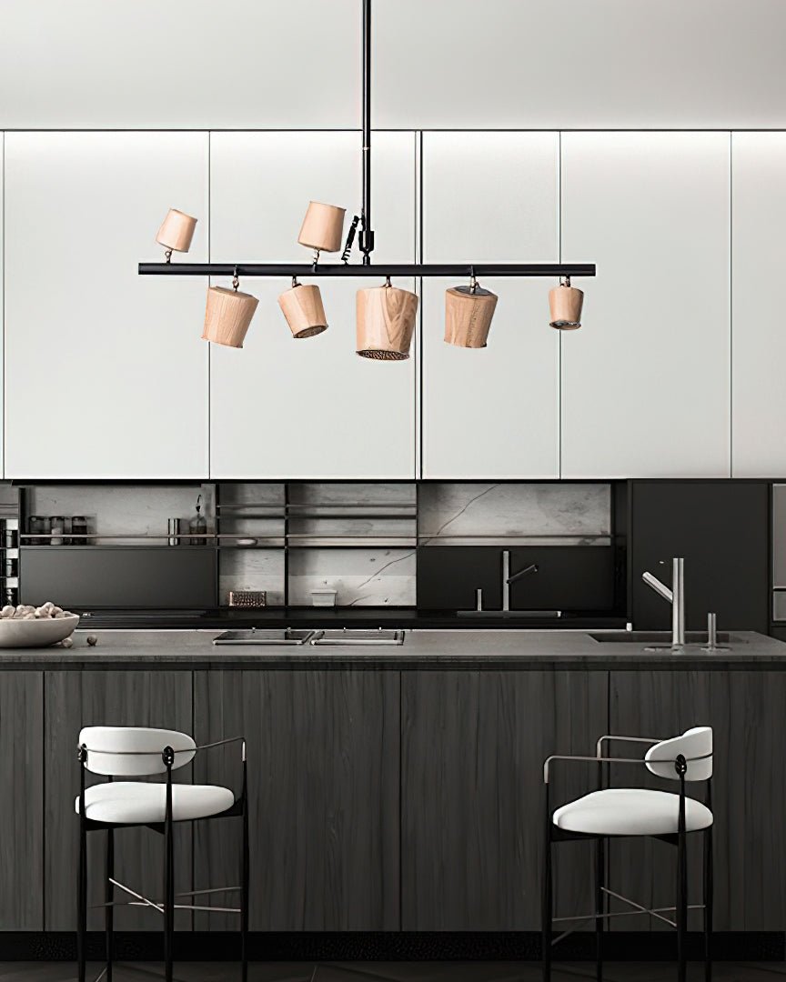 Avelira Suspension Linéaire Globe Bois Rustique - Neutralighting