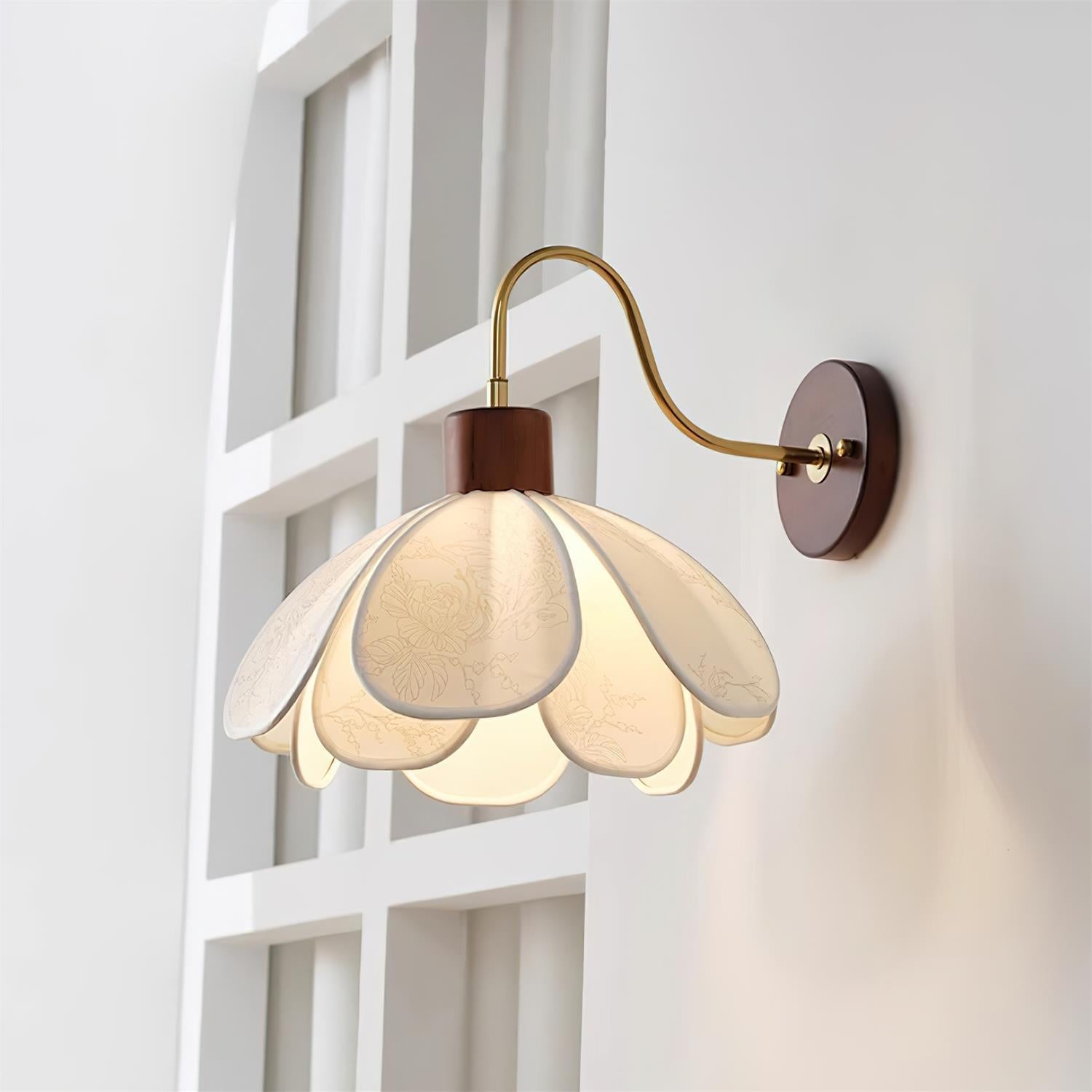 Florayne Applique Murale Florale Vintage en Verre - Neutralighting