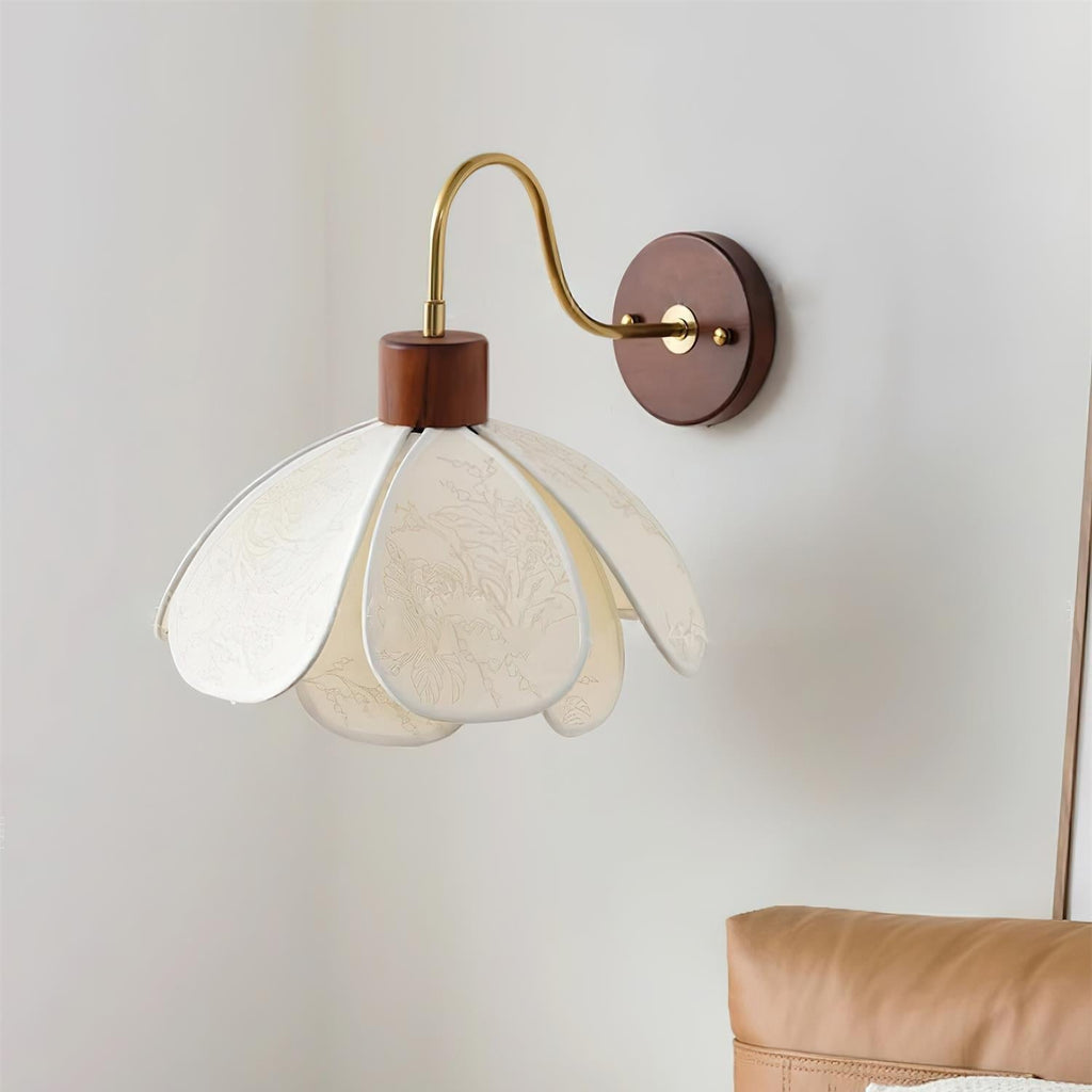 Yuki Applique Murale Florale en Bois et Tissu - Neutralighting