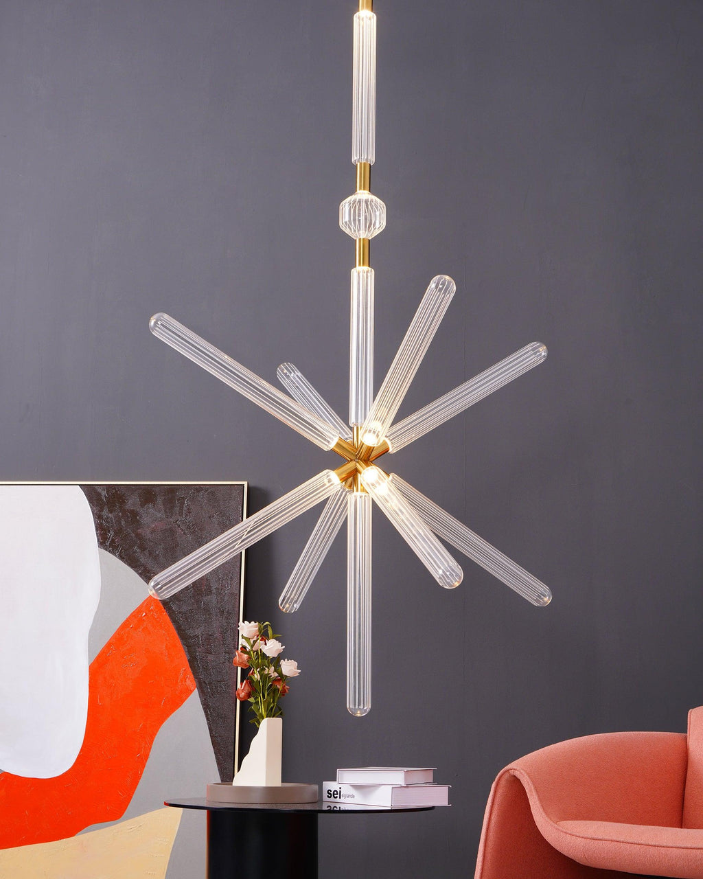 Solara Lampe à suspension en cristal cylindrique Cipher contemporaine - Neutralighting
