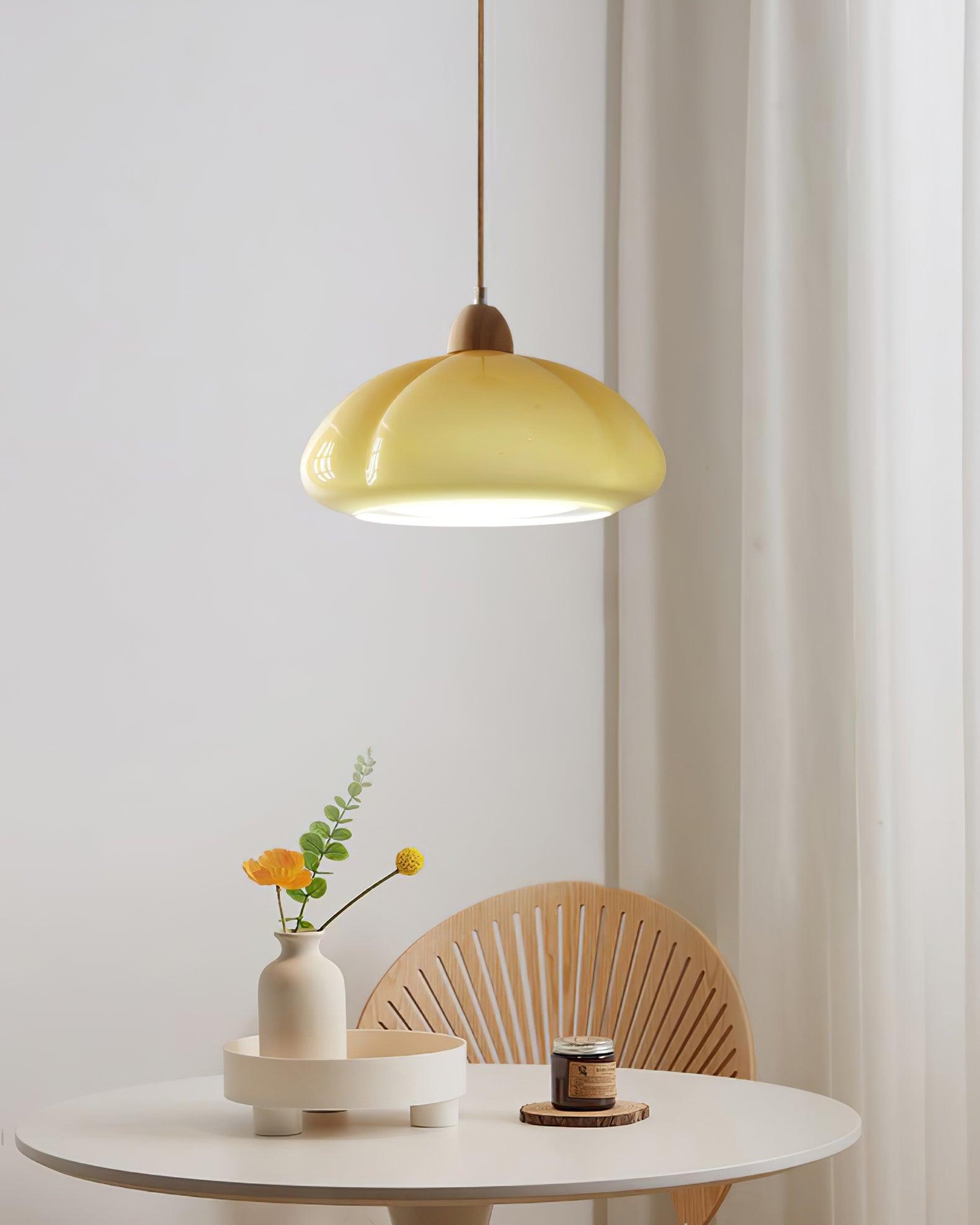 Suspension Arrondi Verre Ombre Bois Espiègle Moderne - Neutralighting