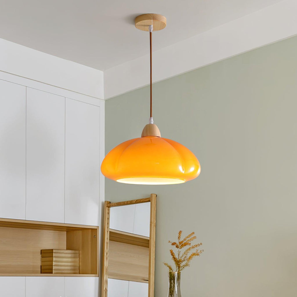 Suspension Arrondi Verre Ombre Bois Espiègle Moderne - Neutralighting