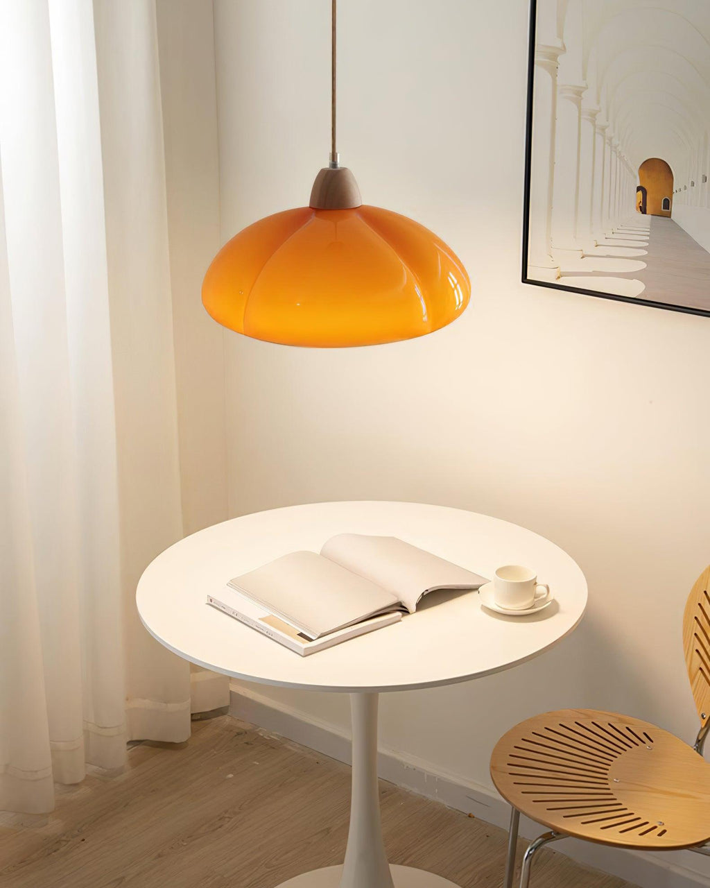 Suspension Arrondi Verre Ombre Bois Espiègle Moderne - Neutralighting