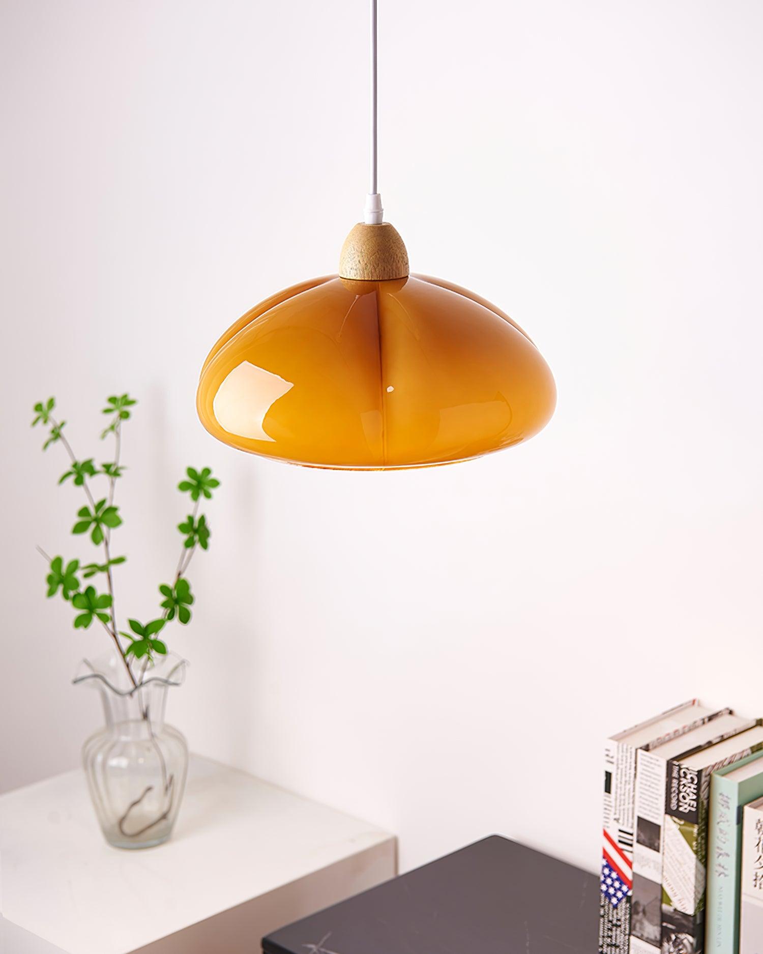 Suspension Arrondi Verre Ombre Bois Espiègle Moderne - Neutralighting