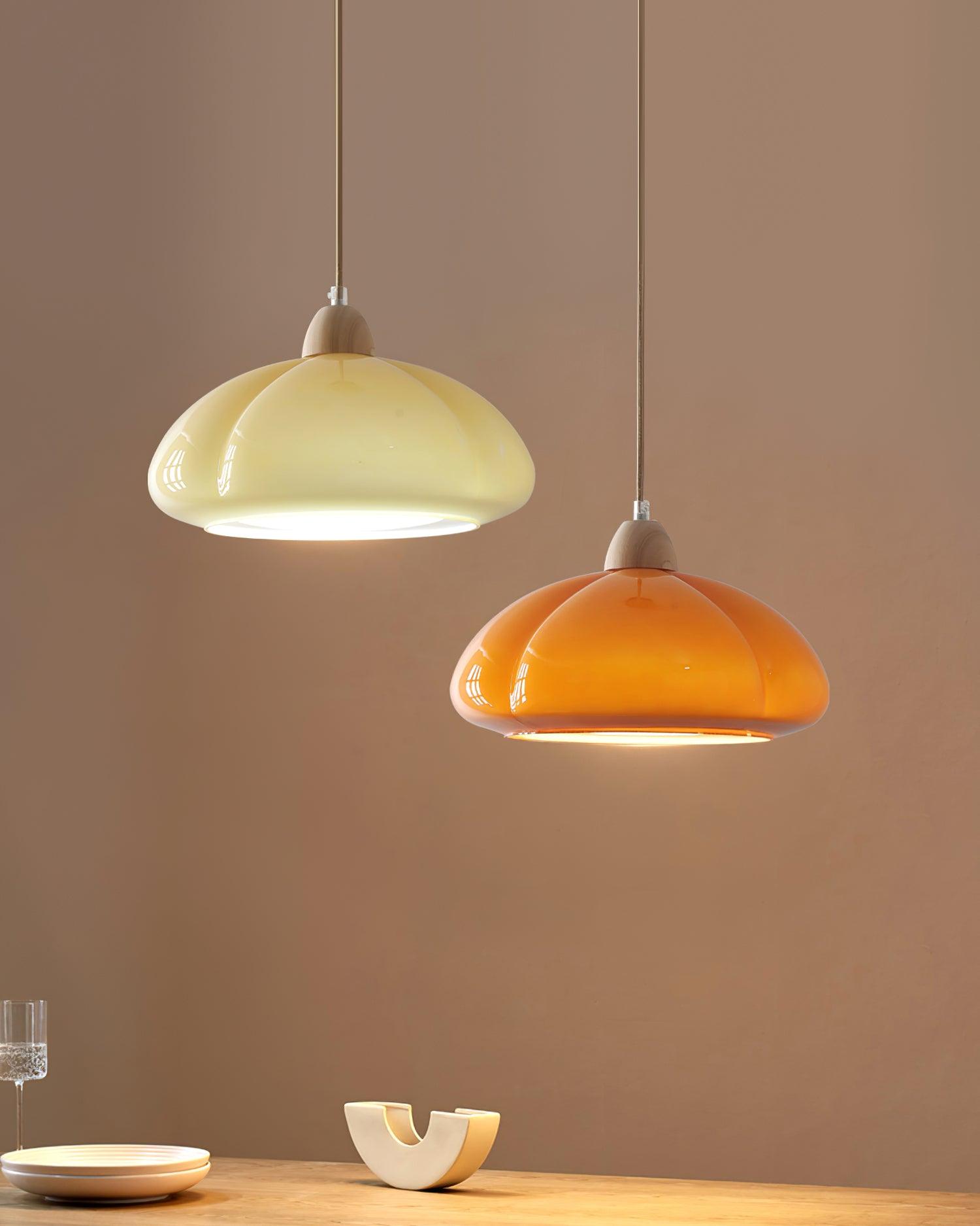 Suspension Arrondi Verre Ombre Bois Espiègle Moderne - Neutralighting