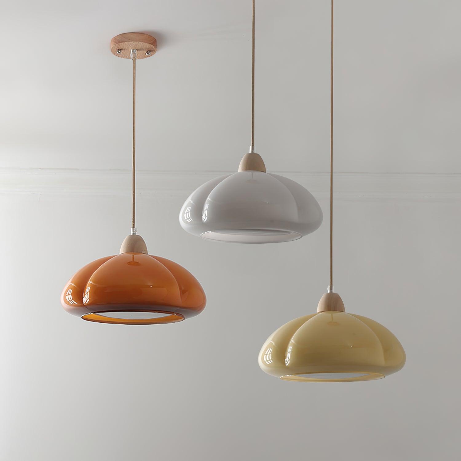 Suspension Arrondi Verre Ombre Bois Espiègle Moderne - Neutralighting