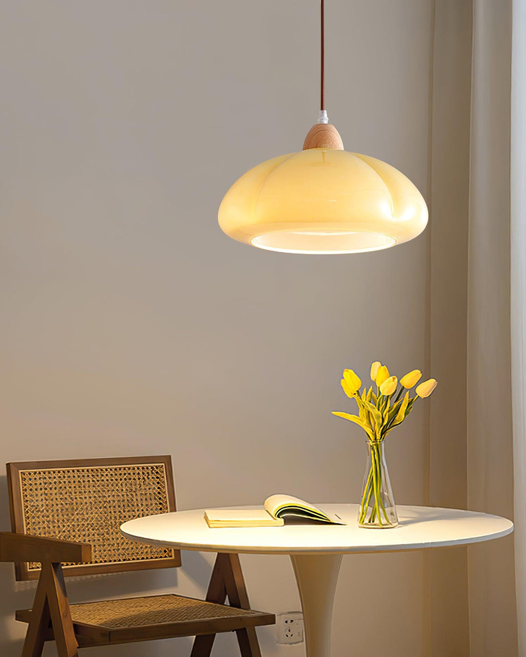 Suspension Arrondi Verre Ombre Bois Espiègle Moderne - Neutralighting